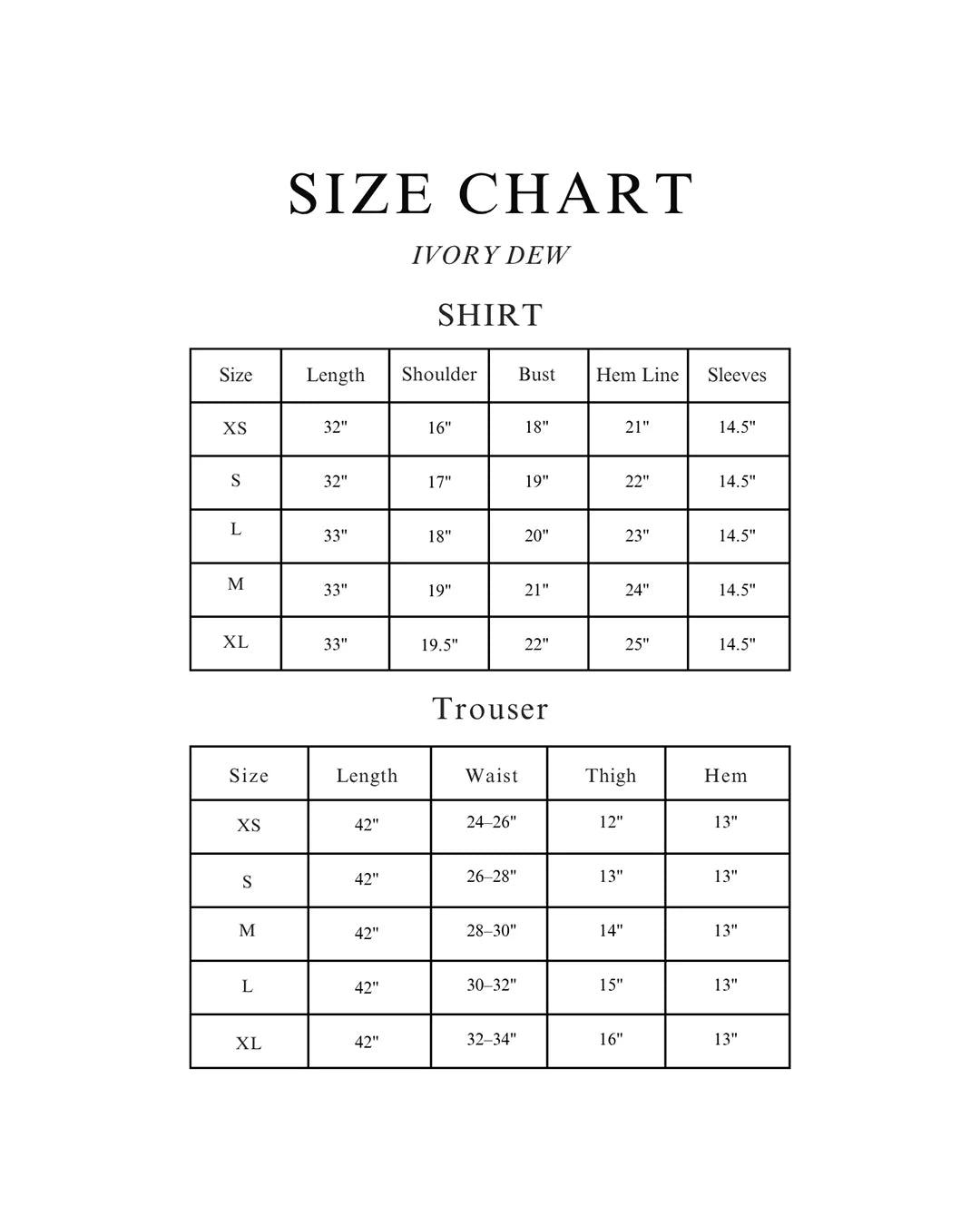 Size Chart