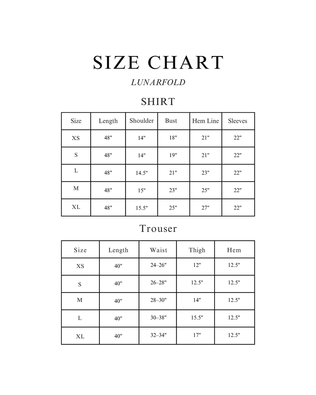 Size Chart